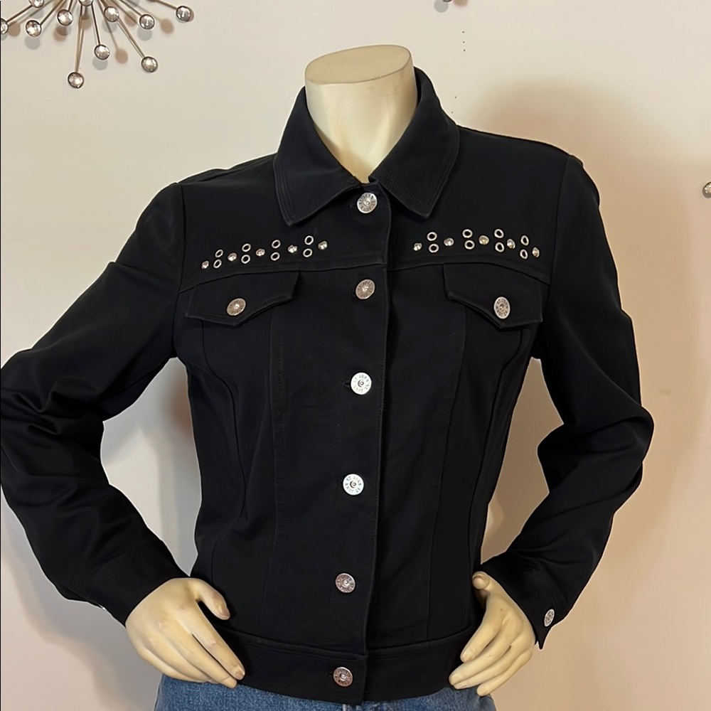 Black Jean Jacket with Studded Embellishments